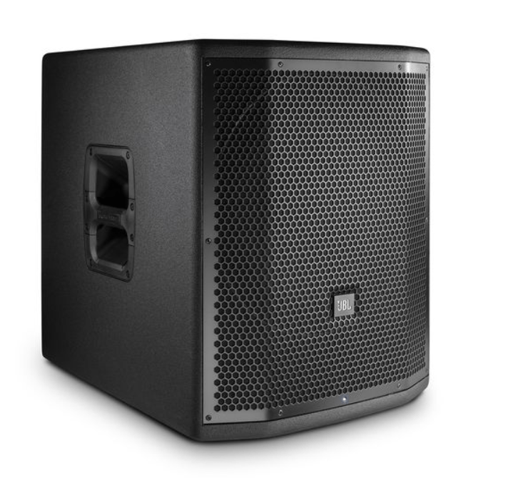 A black jbl speaker on a white background