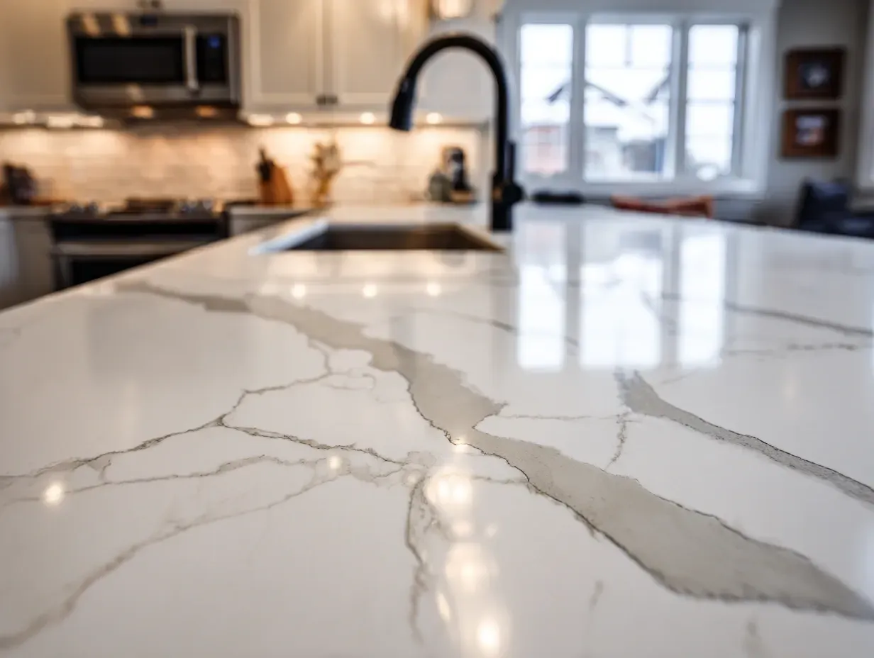 Richmond kitchen renovation with contemporary cabinetry, Cambria quartz countertops, tile backsplash, recessed lighting installation, and professional Vancouver kitchen remodeling contractors serving Richmond, BC with modern kitchen upgrades.