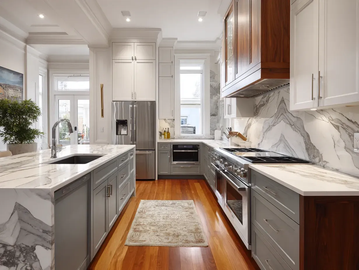 North Vancouver kitchen renovation project with custom wood cabinets, granite countertops, under-cabinet lighting, kitchen plumbing upgrades, and full-service kitchen remodeling contractors trusted across North Vancouver homes and condos.