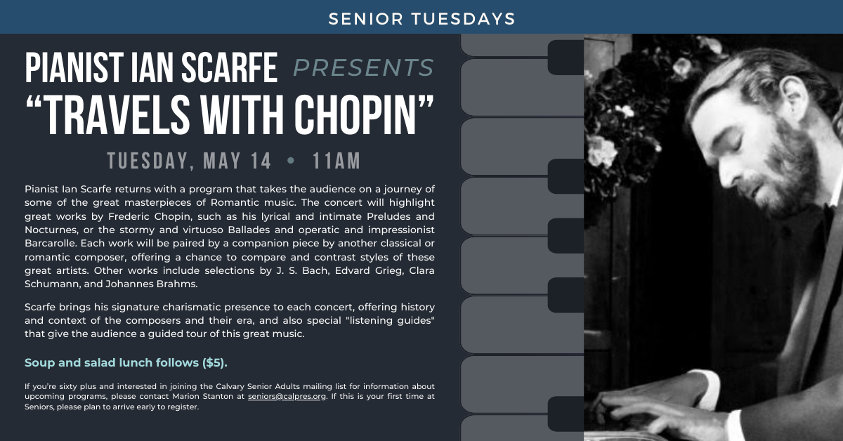 Join us with Pianist Ian Scarfe presenting 