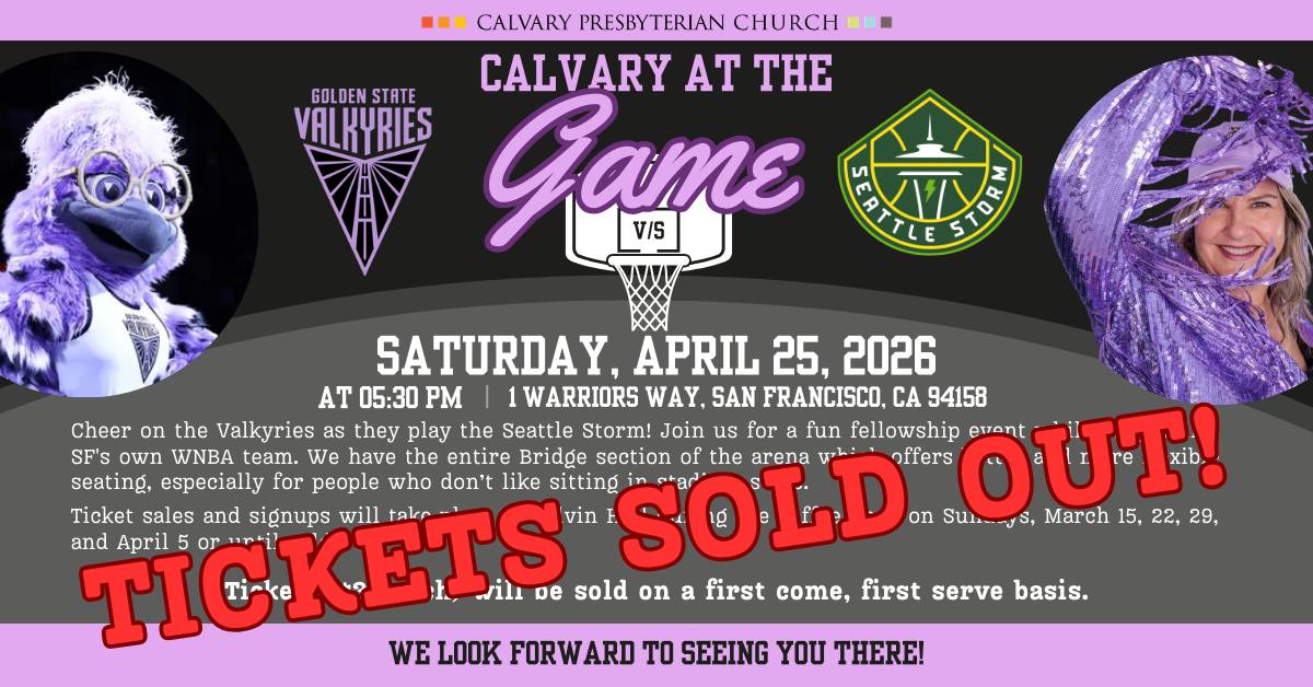Calvary at the Valkryies Game! Saturday, April 25, 2026 - At 05:30 pm at the Chase Center
Cheer on the Valkyries as they play the Seattle Storm! Join us for a fun fellowship event while supporting SF's own WNBA team. We have the entire Bridge section of the arena which offers better and more flexible seating, especially for people who don’t like sitting in stadium seats. Tickets are now sold out, we look forward to seeing you there!