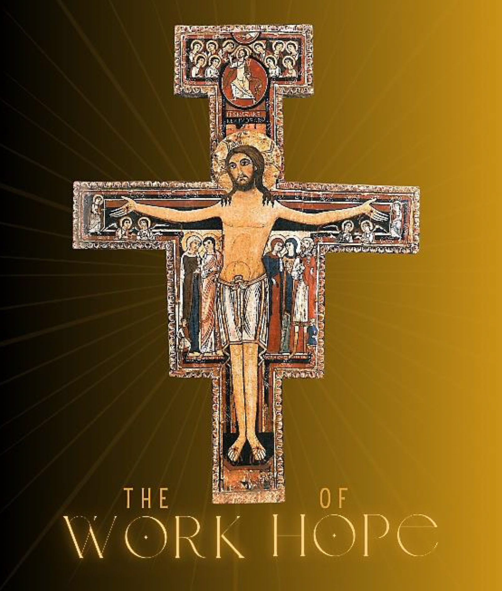 Jesus on the San Damiano Cross with the text 