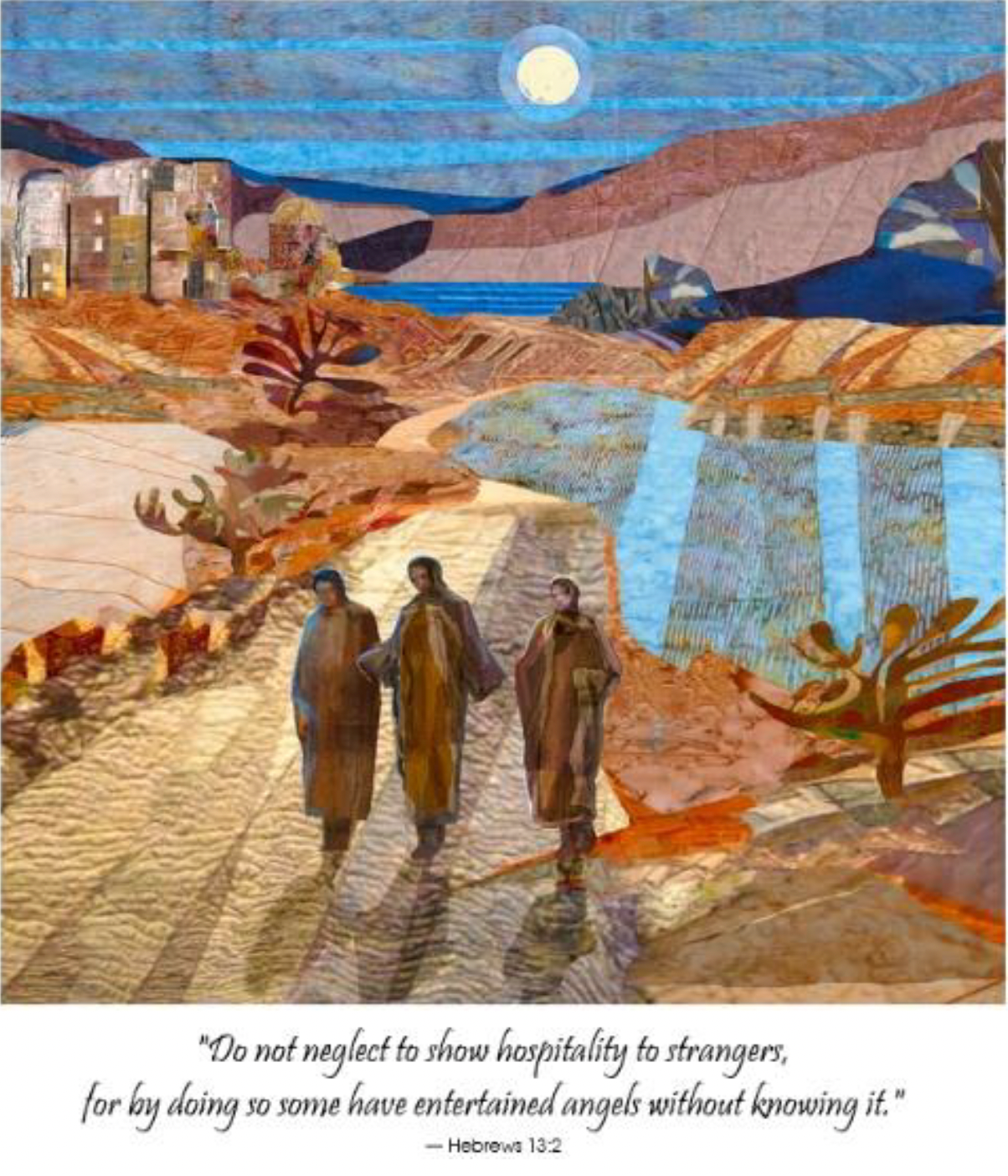 Jesus and 2 friends walk away from a lake