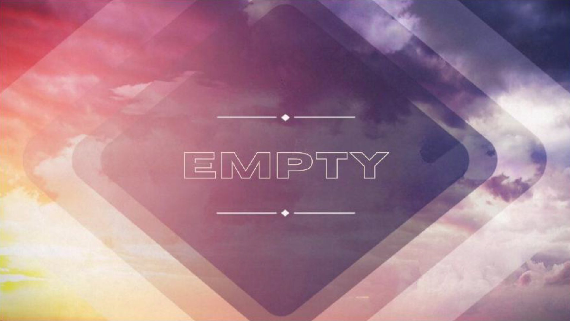 A large spacious sky, purple and pink, with the word EMPTY across it
