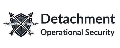 A logo for detachment operational security with a shield and barbed wire.