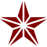 A red and white star on a white background