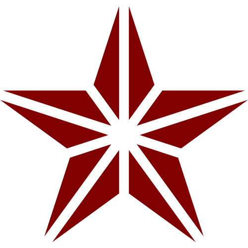 A red and white star on a white background