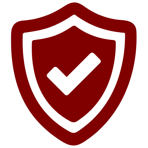 A red shield with a white check mark inside of it.