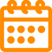 Orange outline of a calendar, for scheduling.