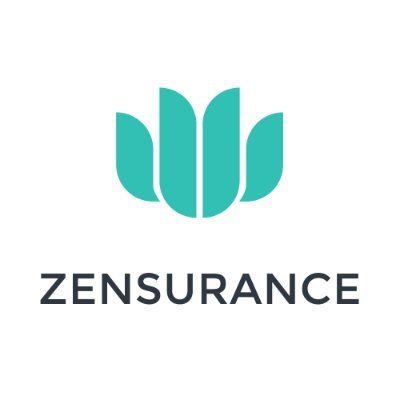 The logo for zensurance is a flower with leaves on it.