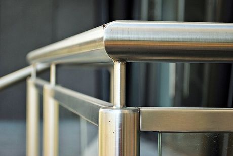 edge of the stainless handrail