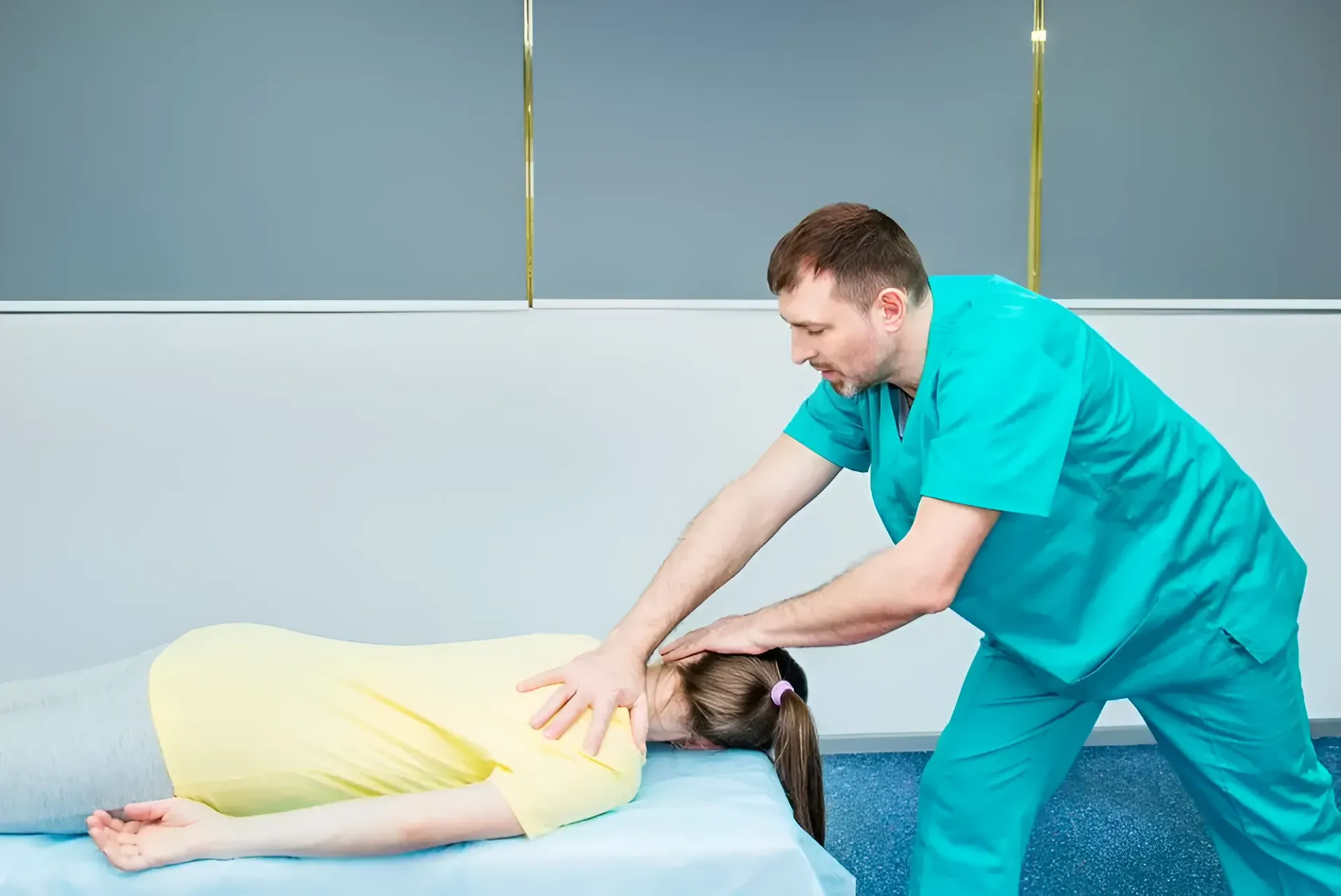 A Healthcare Professional Performing a Neck Adjustment — Barolin Physiotherapy Services in Bundaberg South, QLD