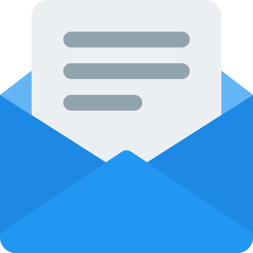 A blue envelope with a piece of paper in it.