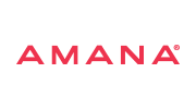 AMANA logo in red uppercase letters on a white background