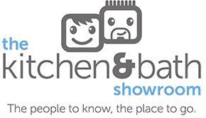 Logo for The Kitchen & Bath Showroom featuring two stylized square faces above text: 