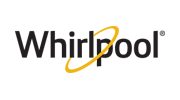 Whirlpool logo in black text with a yellow swoosh around the “p”