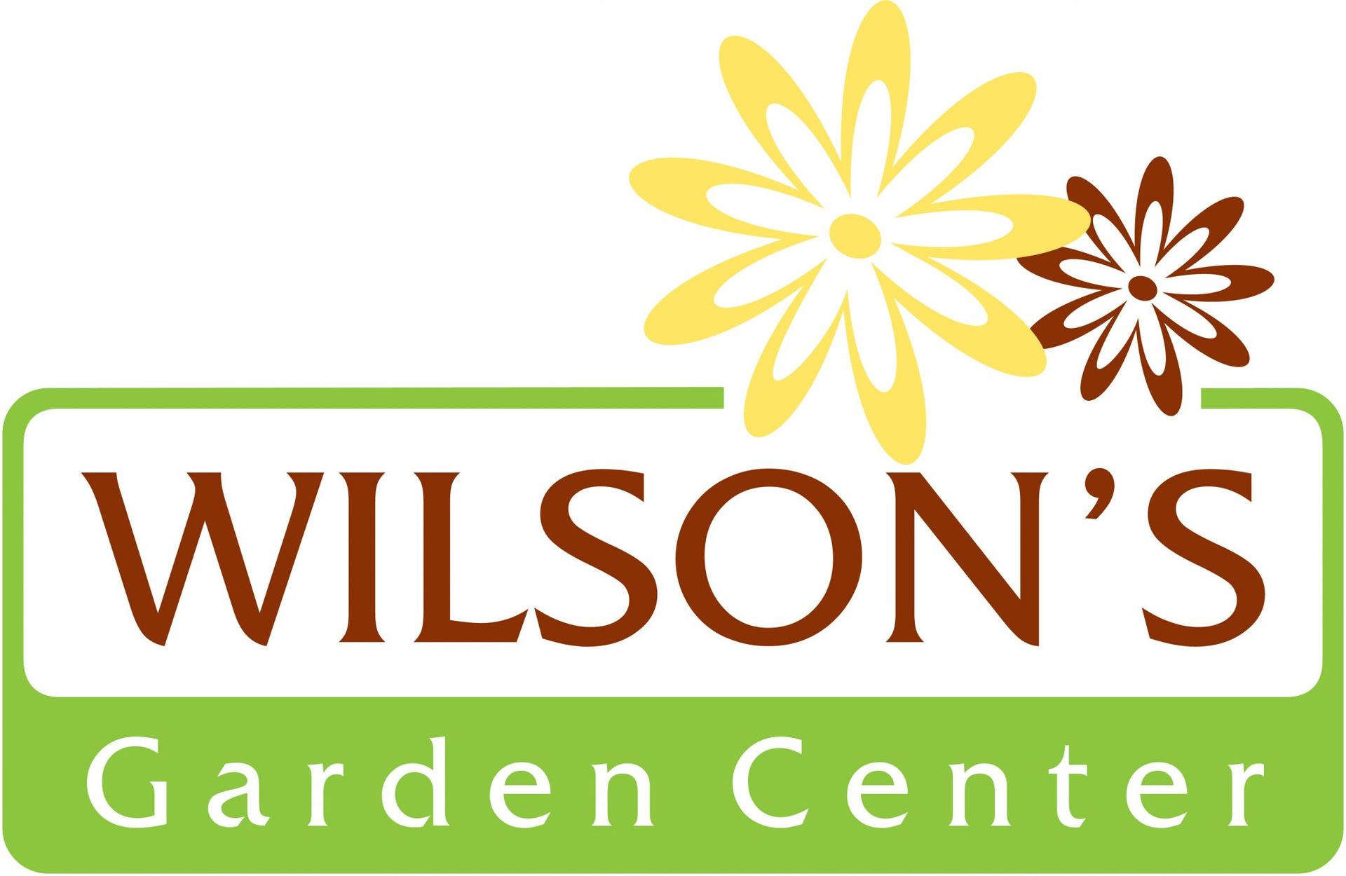 The wilson 's garden center logo has two flowers on it.