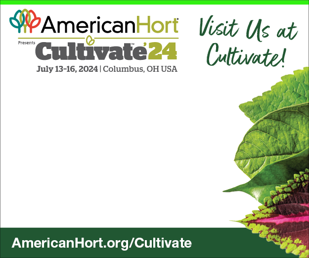 An advertisement for american hort cultivate 24 with a picture of a plant
