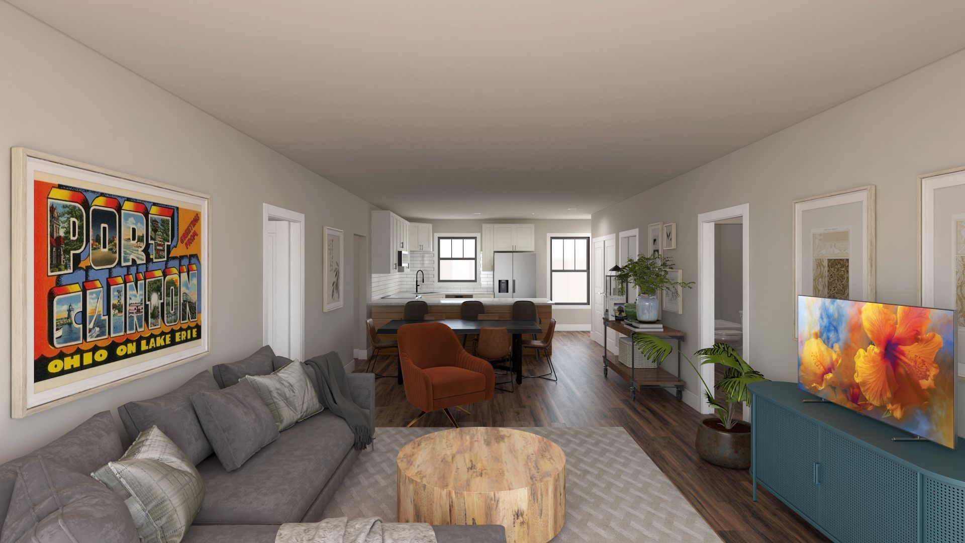 Kitchen, Eating area, and sitting area in a Lake Erie Condo unit