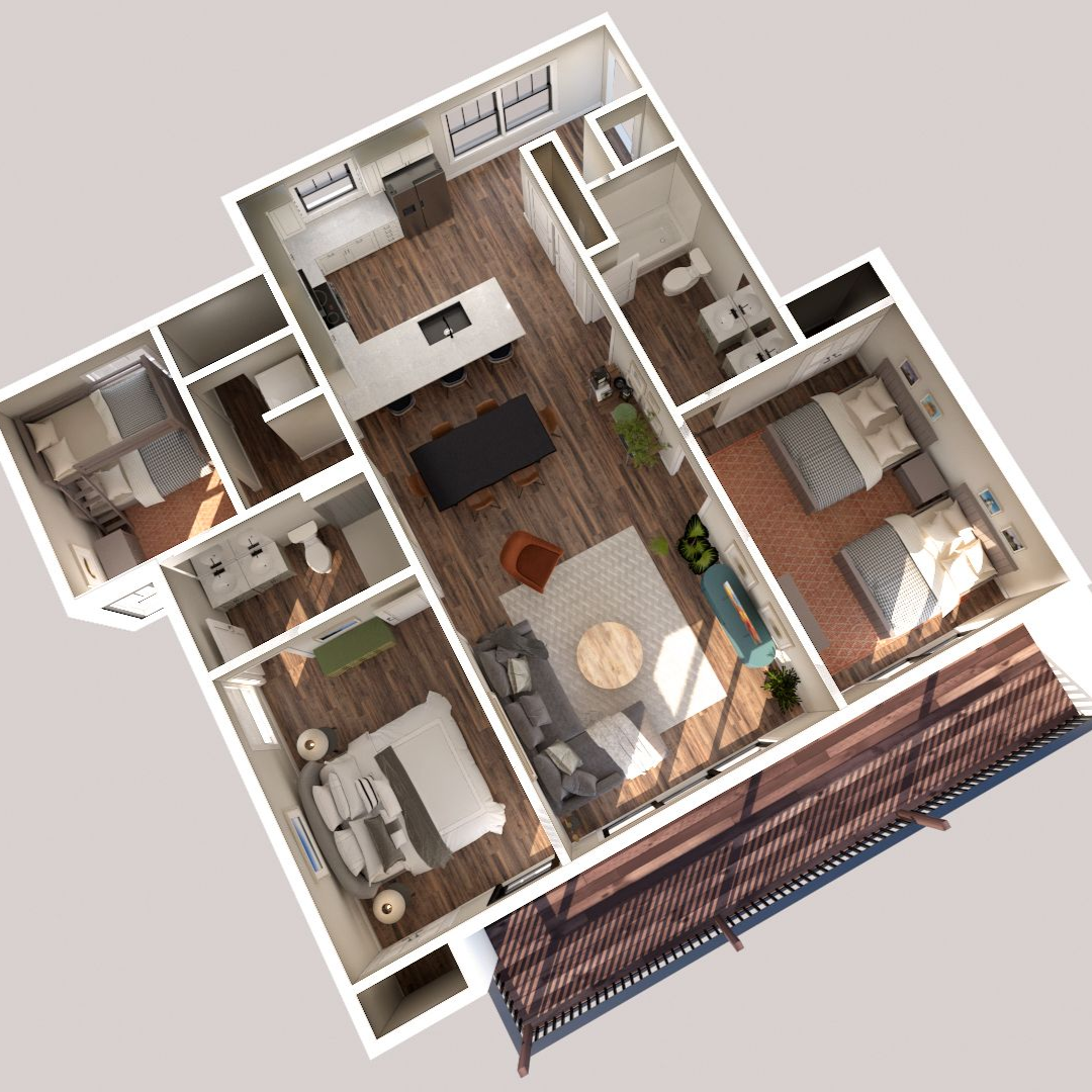 3D Floor Plan View, Lake Erie Condos