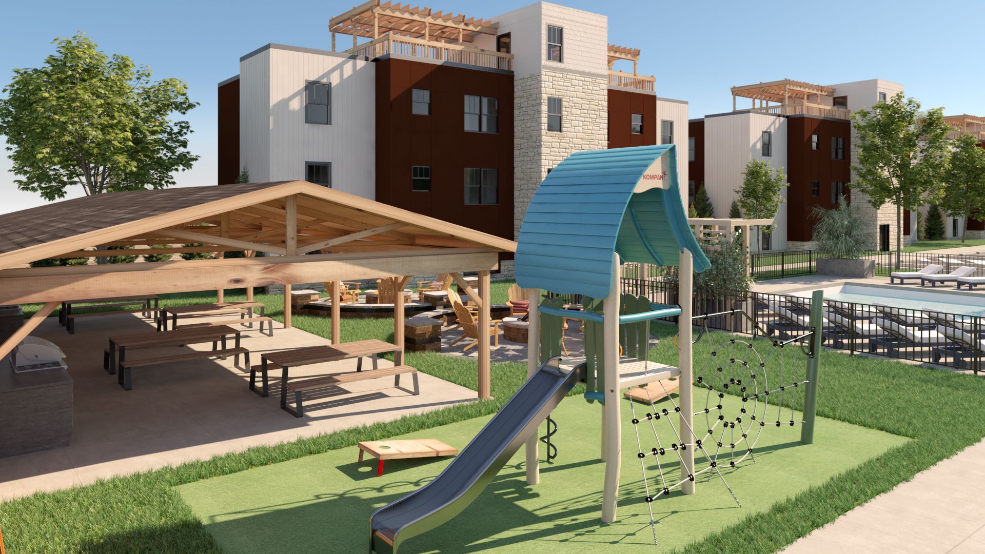 Outdoor playground area located at the Lake Erie Condos