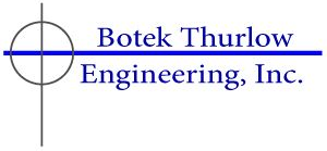 Botek Thurlow Engineering, Inc. logo with blue text and a gray crosshair circle