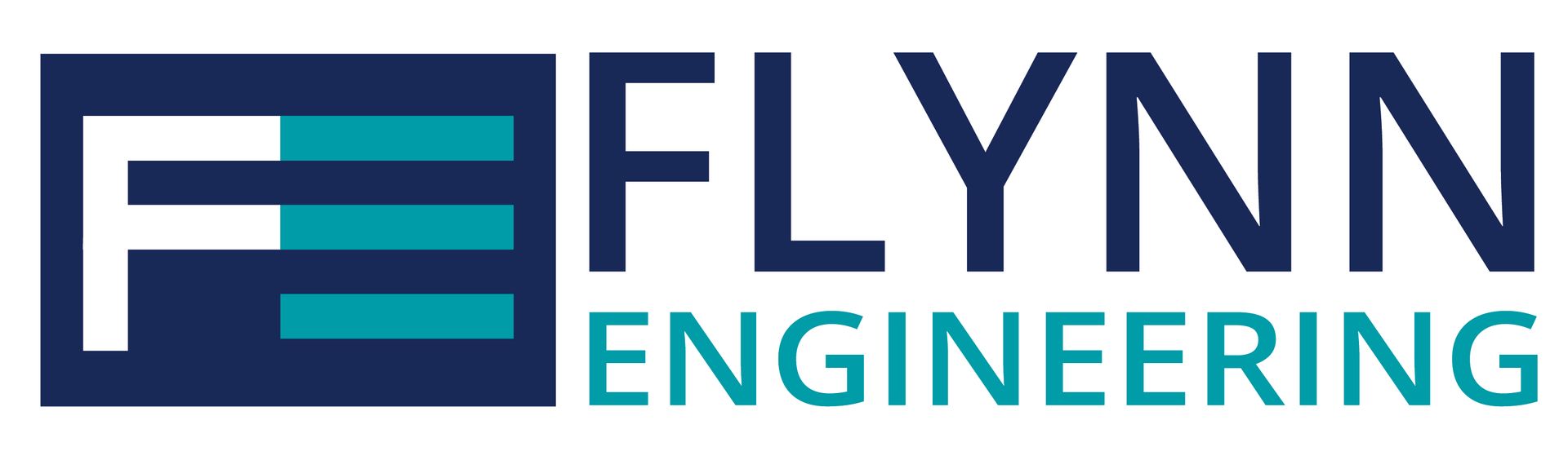 Flynn Engineering logo with dark blue and teal text on a white background