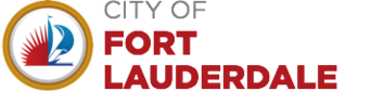 City of Fort Lauderdale logo with a sailboat icon in red, blue, and gold beside the city name