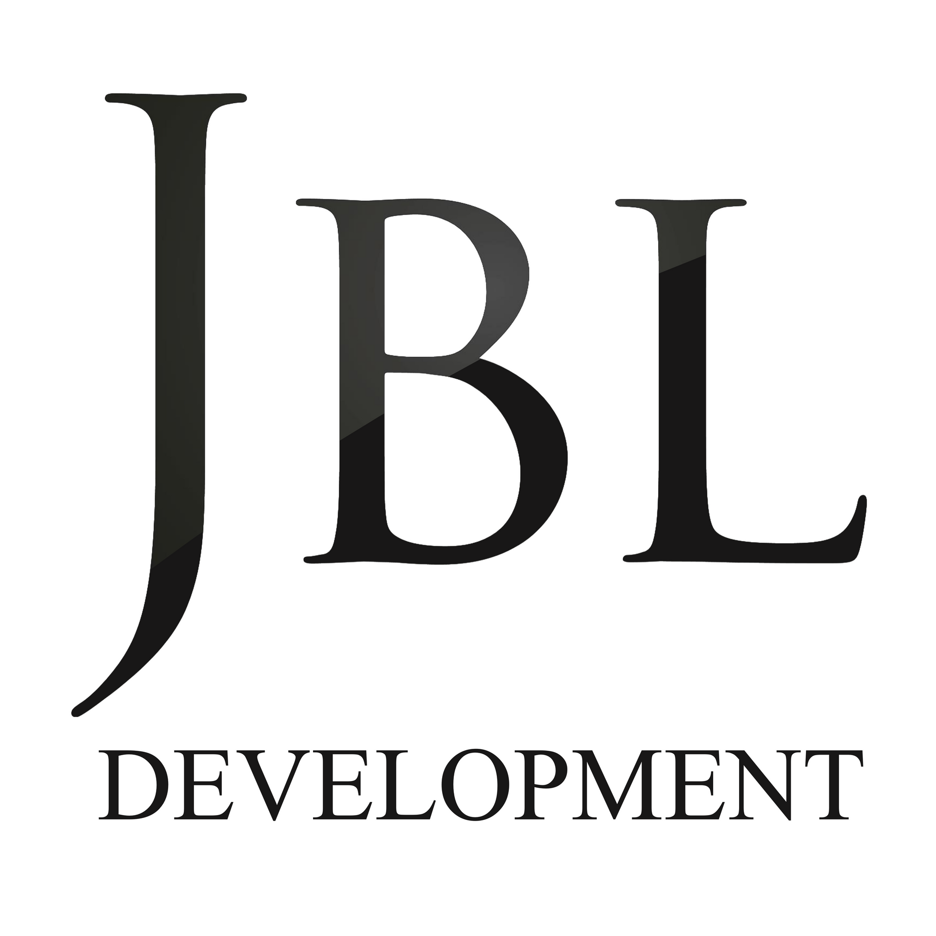 JBL Development logo with black serif letters on a white background