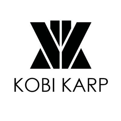 Black geometric KOBI KARP logo with stylized initials above the company name