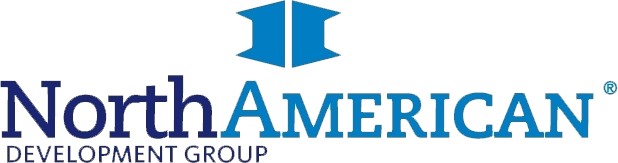 North American Development Group logo in blue and white