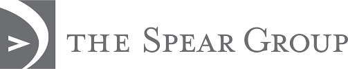 Logo for The Spear Group in gray and black text on a white background