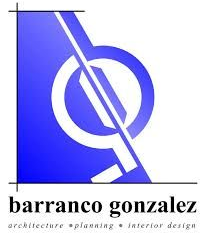 Blue and white Barranco Gonzalez architecture, planning, and interior design logo