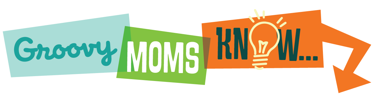Groovy Moms KNOW... logo with teal, green, and orange overlapping shapes. Lightbulb icon in the orange shape.