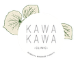 A logo for kawakawa clinic with leaves on a white background.