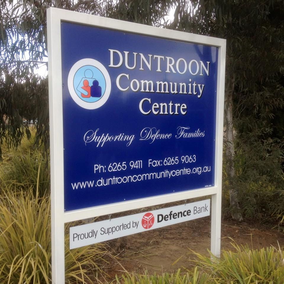 A Blue And White Sign For Duntroon Community Centre — Capital Signs in Canberra, ACT