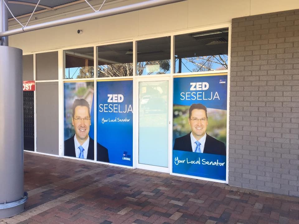 A Store Front With A Sign That Says Zed Seselja — Capital Signs in Canberra, ACT