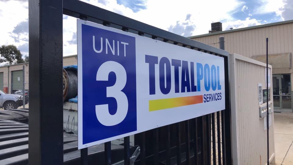 A Sign On A Gate That Says Unit 3 Totalpool Services — Capital Signs in Canberra, ACT