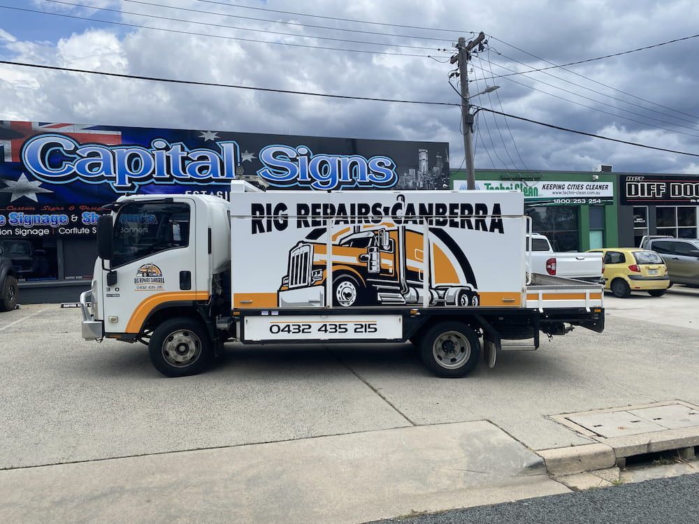 A Rig Repairs Canberra Truck Is Parked On The Side Of The Road — Capital Signs in Fyshwick, ACT