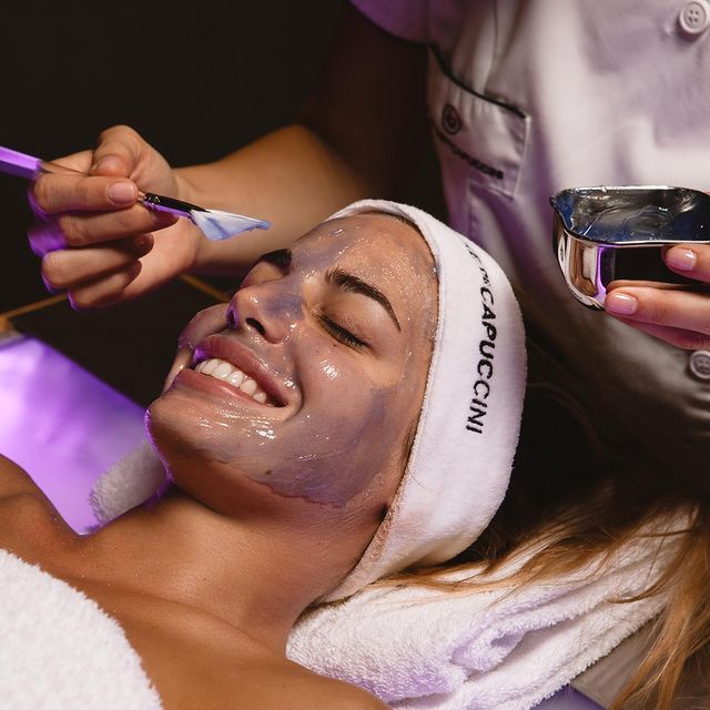 Before and after photo of woman getting facial treatment — Shepparton Skin & Body