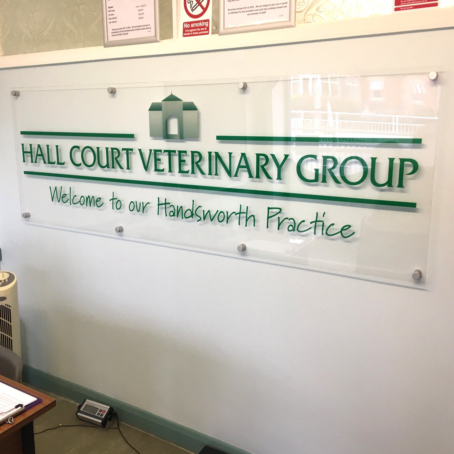 Acrylic panel with logos