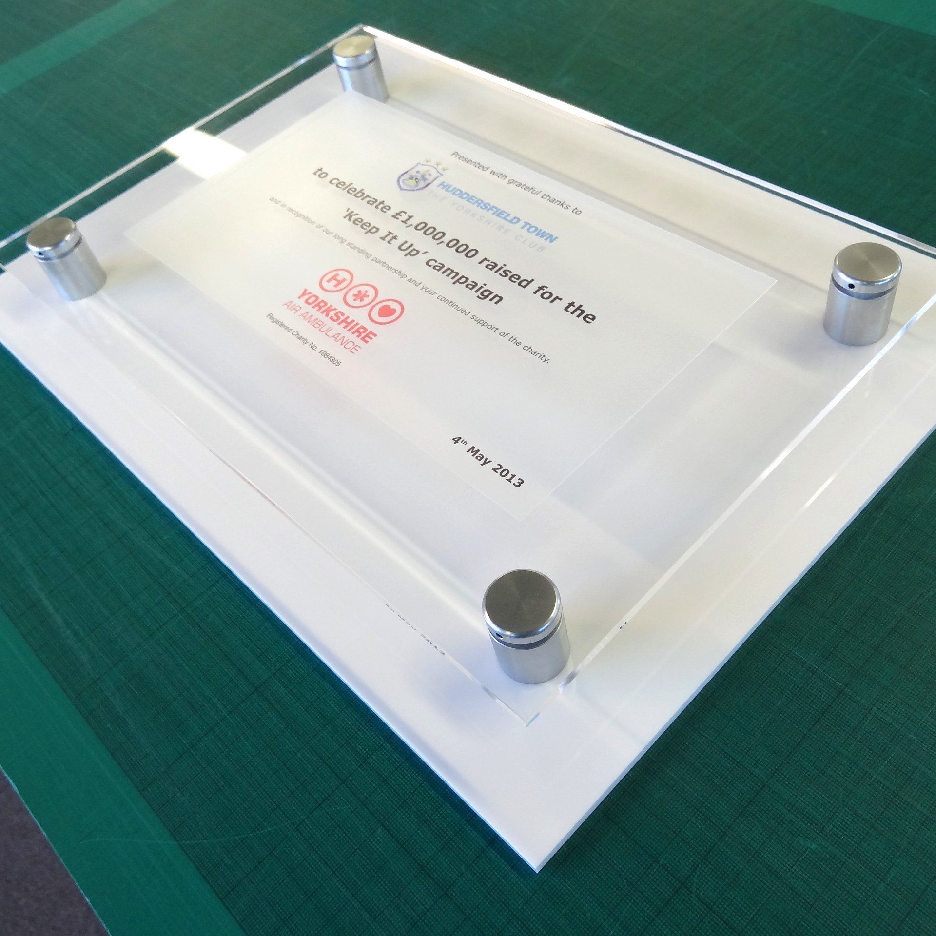 Acrylic fundraising plaque