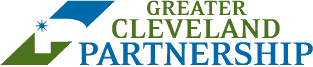 Greater Cleveland Partnership logo: blue and green geometric shapes with text.