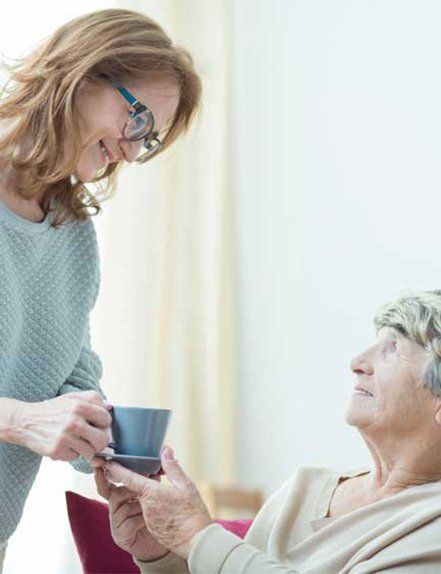 Care assistant helping elderly lady — Senior Care Facilities in Stewartville, MN