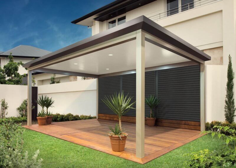 A large house with a covered patio