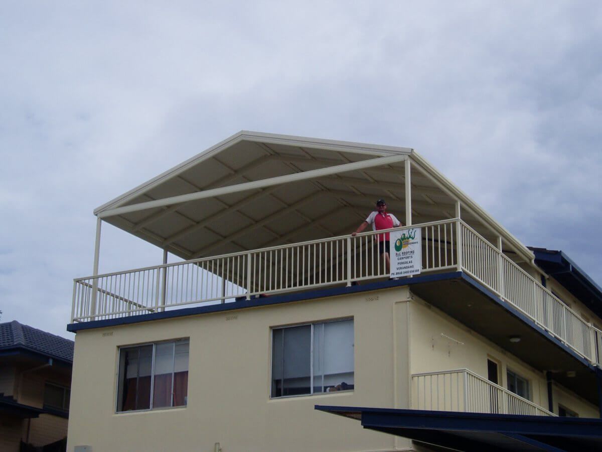 A person standing on a balcony