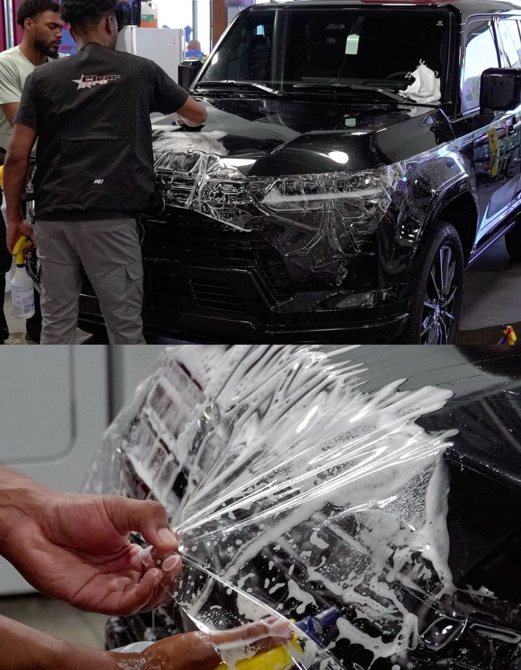 paint protection film installation process on a vehicle