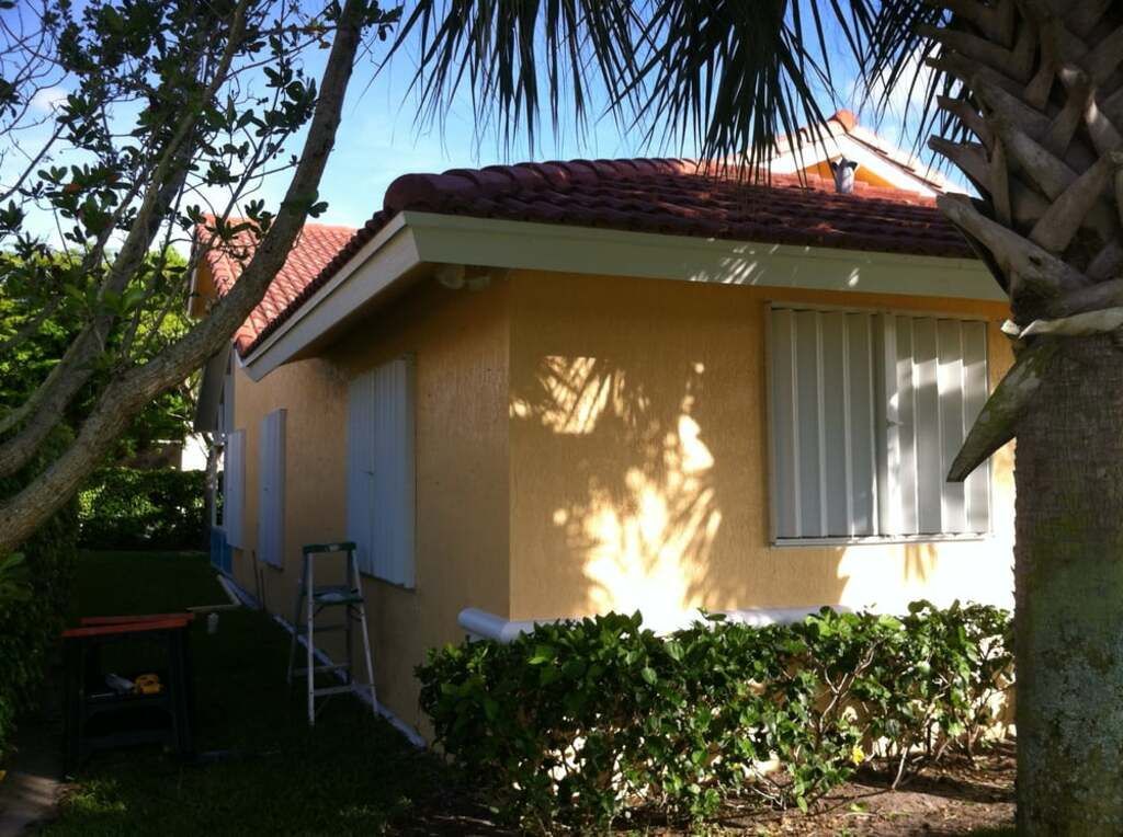 A house with a palm tree in front of it