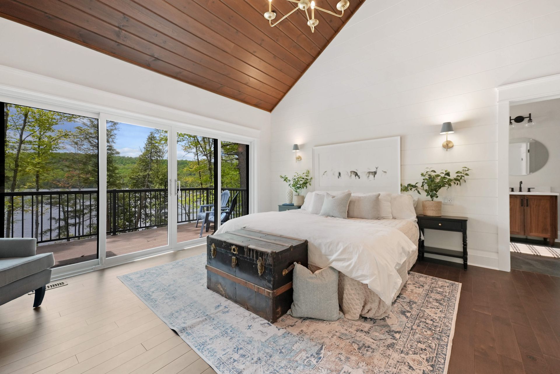There is a large bed in the middle of the room.
