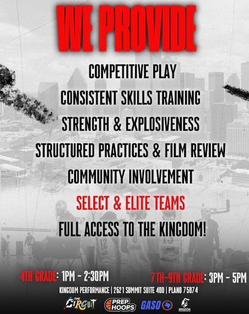 Plano, TX basketball program for grades 4-8. We offer competitive play, skills training, and strength conditioning.